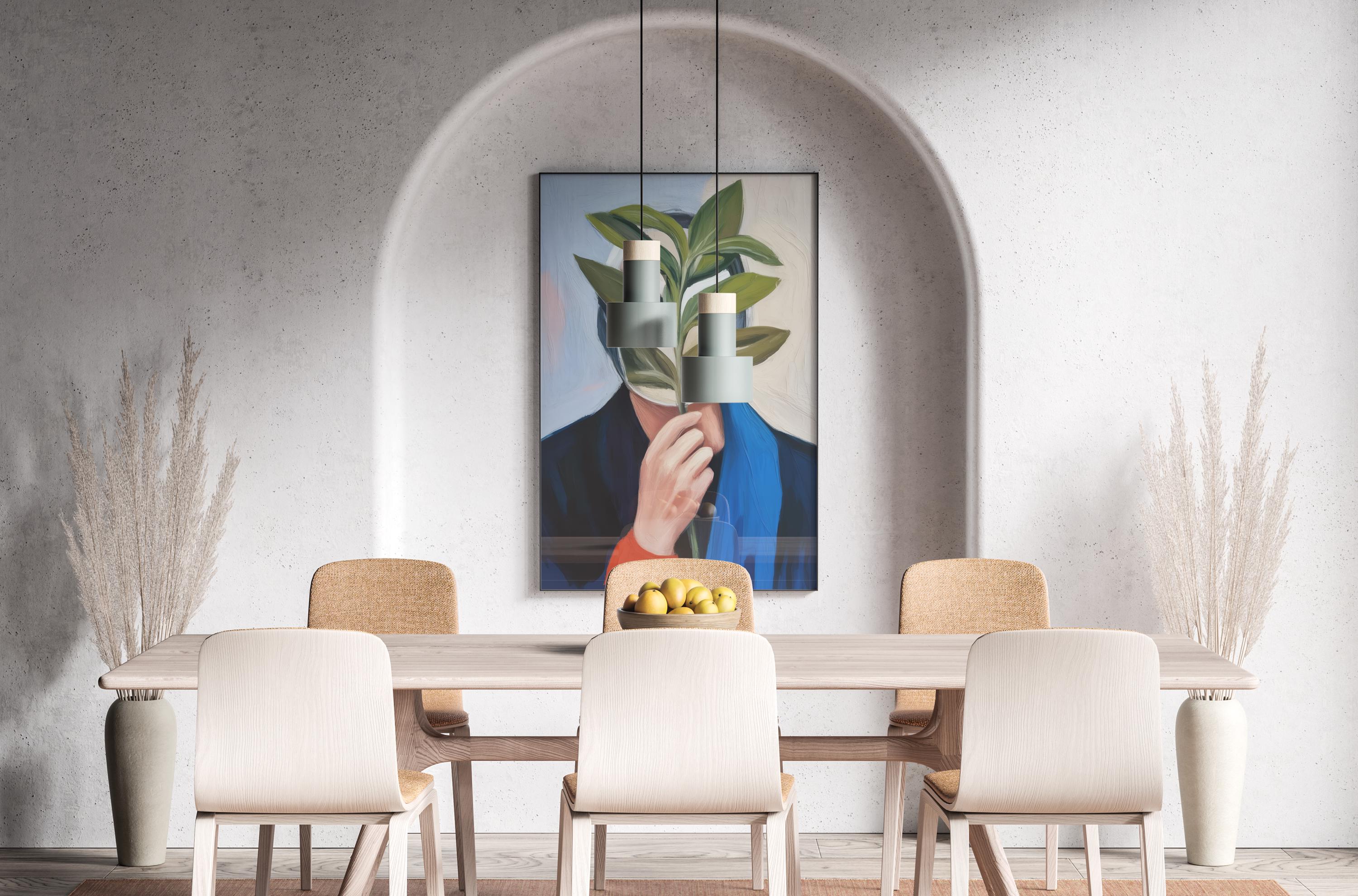 Bring a sense of mystery and modern artistry to your space or creative project with our Veiled Portrait Print, a painterly digital artwork blending figurative and botanical elements. — art print by Winberg Studios