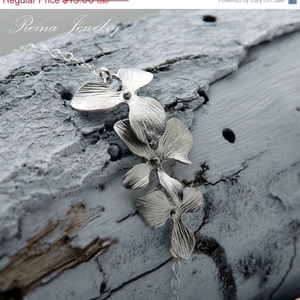 Christmas in July Sale Orchid Bracelet - Orchid Jewelry - Silver Bracelet - Bridesmaid Gift - Buy 3 Items Get 1 Free