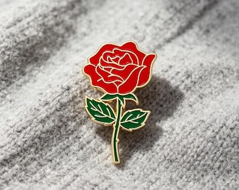 Rose Enamel Pin Hard Enamel Lapel Pin Red Rose Floral Flower Brooch Backpack Bag Jacket Accessory Kawaii Aesthetic for women girls gift