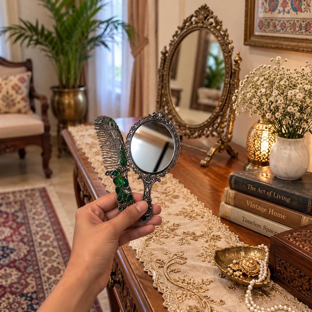 Peacock Mirror Set - Etsy