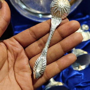 Silver Thali Set Gift , German Silver Pooja Thali Set with Velvet Gift Box |Silver Plated Puja Thali | Diwali Gift | Wedding Return Gift Set image 19