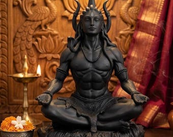 瞑想するシヴァ神像：ヨガと瞑想のための6インチのヒンドゥー教の神像