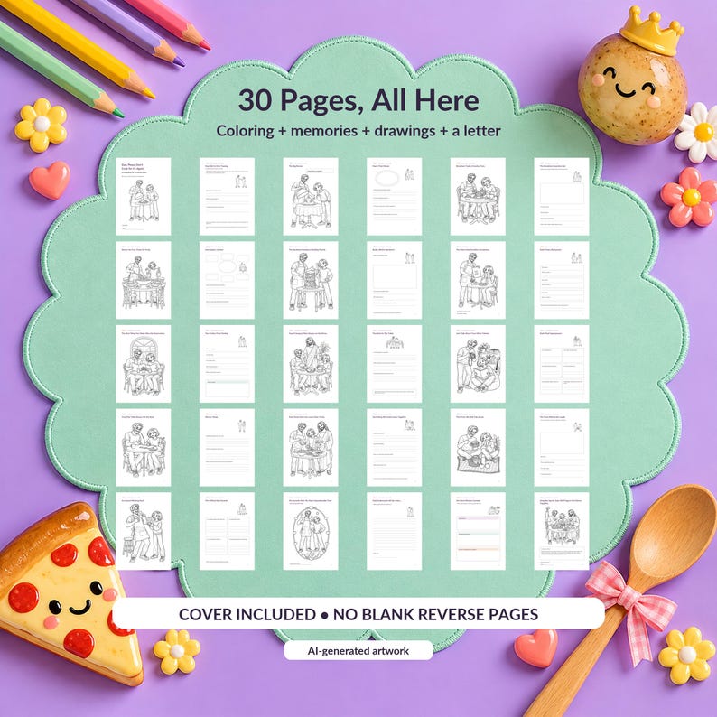 Grappig kleurboek voor papa, printbaar, schattig kookherinnering aandenken van een tiener, 30 pagina's, christelijk papa cadeau, DIN A4 A3 PDF's afbeelding 7