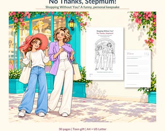 Stepmum Gift from Teen, Funny Shopping Memory Book to Write and Color, Christian Keepsake, 30 Pages, A4 US Letter Printable PDF