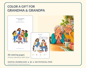 Jesus Color by Number Printable, 60 Funny Shopping Pages, A3 and Tabloid, Gift Activity for Grandma and Grandpa