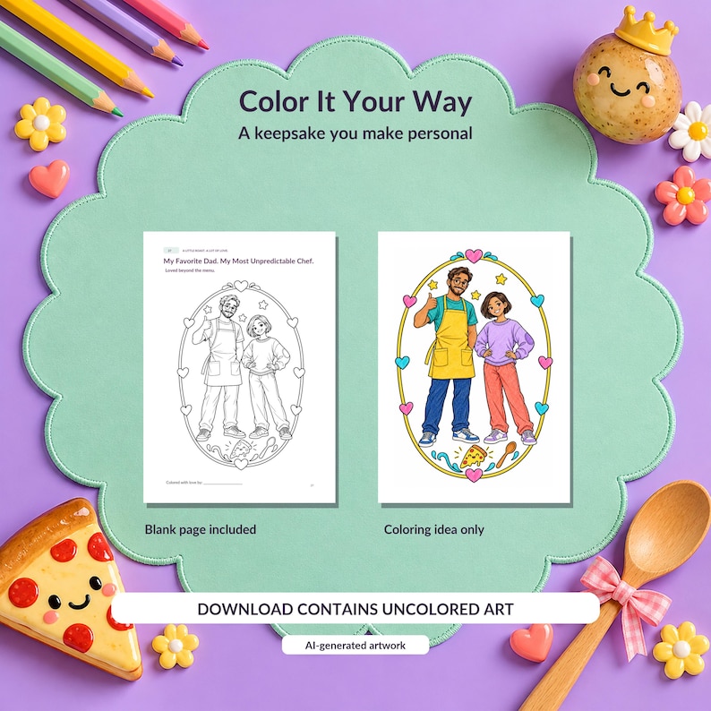 Grappig kleurboek voor papa, printbaar, schattig kookherinnering aandenken van een tiener, 30 pagina's, christelijk papa cadeau, DIN A4 A3 PDF's afbeelding 5