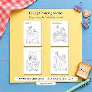 Grappig kleurboek voor papa, printbaar, schattig kookherinnering aandenken van een tiener, 30 pagina's, christelijk papa cadeau, DIN A4 A3 PDF's afbeelding 2