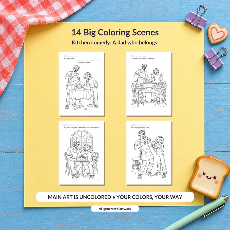 Grappig kleurboek voor papa, printbaar, schattig kookherinnering aandenken van een tiener, 30 pagina's, christelijk papa cadeau, DIN A4 A3 PDF's afbeelding 2