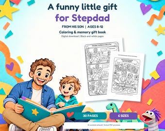Stepdad Gift from Son, Funny Coloring and Memory Book, Christian Printable Keepsake, 30 Pages, A4 A3 A2 Letter Tabloid ANSI C