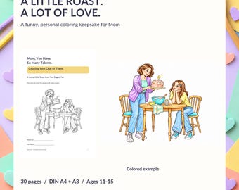 Funny Mom Gift from Daughter | Loving Kitchen Roast Coloring Keepsake | 30 Pages | A4 & A3 Printable PDF