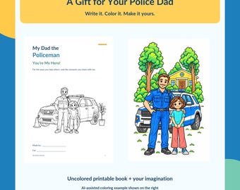 Police Dad Gift from Child, My Dad the Policeman, Christian Coloring and Memory Book, 30 Printable Pages, A4 and Letter