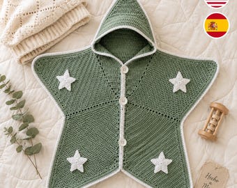 Star Baby Suit Crochet Pattern PDF, Hooded Newborn Cocoon Bunting Sleepsuit, Sleep Sack Photo Prop, Baby Shower Gift, Instant Download