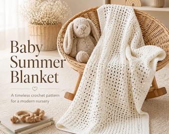 Crochet Baby Blanket Pattern, Filet Throw, Lightweight Summer Throw (PDF Download)
