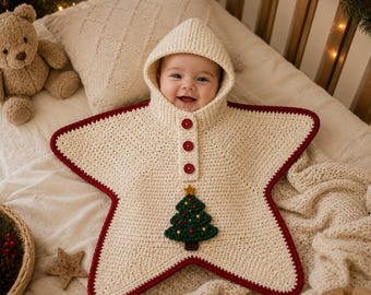 Crochet Baby Star Suit Pattern, Christmas Newborn Cocoon PDF, Star Bunting Sleep Sack, Photo Prop, Baby Shower Gift, 0-6 Months