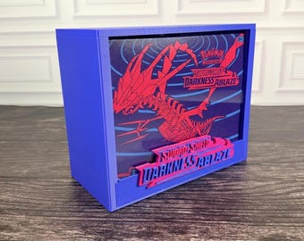 Estuche de exhibición Darkness Ablaze ETB / Protector de caja de entrenador de élite de Pokémon / PLA impreso en 3D / Tapa magnética / Acrílico / Regalo de coleccionista
