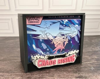 Estuche de exhibición Chaos Rising ETB / Protector de caja de entrenador de élite de Pokémon / PLA impreso en 3D / Tapa magnética / Acrílico / Regalo de coleccionista