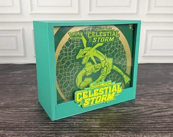 Estuche de exhibición Celestial Storm ETB / Protector de caja de entrenador de élite de Pokémon / PLA impreso en 3D / Tapa magnética / Acrílico / Regalo de coleccionista