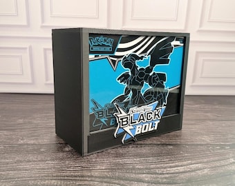 Estuche de exhibición Black Bolt ETB / Protector de caja de entrenador de élite de Pokémon / PLA impreso en 3D / Tapa magnética / Acrílico / Regalo de coleccionista