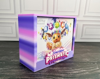 Vitrina de edición limitada ETB de Prismatic Evolutions / PLA de seda premium multicolor / Tapa magnética / Acrílico / Regalo para coleccionistas de Pokémon