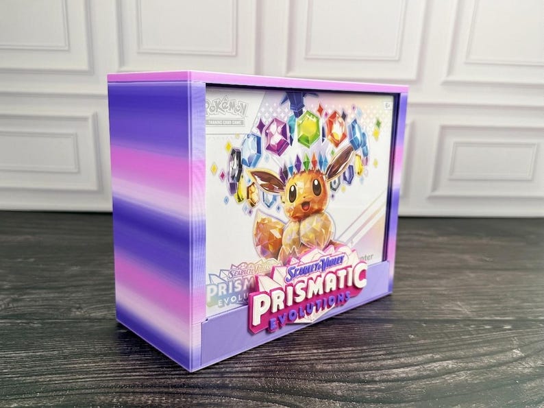 Vitrina de edición limitada ETB de Prismatic Evolutions / PLA de seda premium multicolor / Tapa magnética / Acrílico / Regalo para coleccionistas de Pokémon imagen 1