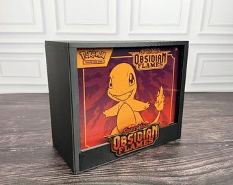 Vitrina Obsidian Flames ETB / Protector de caja de entrenador de élite Pokémon / PLA impreso en 3D / Tapa magnética / Acrílico / Regalo de coleccionista