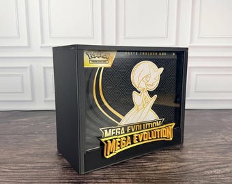 Mega Evolution ETB Displayfodral | Pokémon Elite Trainer Boxskydd | 3D-tryckt PLA | Magnetiskt lock | Akryl | Samlargåva