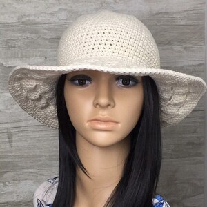 Crochet Sun Hat.. Crochet Beach Hat ..... Cotton Summer Hat ....Wide Brim Sun Hat... Women&#39;s Hat... Beach Hat.... Resort Hat