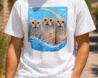 Drooling Cat Meme T-Shirt, Funny Derpy Cat, Silly Drooling Cat Meme, Cute Weird Cat, Cat Drooling Meme Tee, Funny Viral Internet Cat Meme