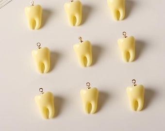 4/8pcs Resin Teeth Charms, Simulated Tooth Pendant, DIY Jewelry Accessories, Necklace Crafts