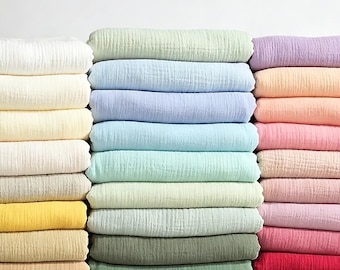 Double Gauze Fabric,Cotton Soft Muslin Fabric,Crinkle Swaddle Baby Blanket Sewing,By the Yard