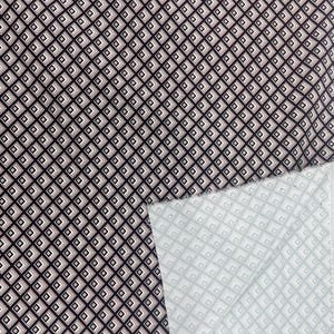 Dwustronnie elastyczna tkanina bawełniana z geometrycznym wzorem w romby | 97% bawełny | Materiał na sukienki, marynarki, spodnie | 140 cm
