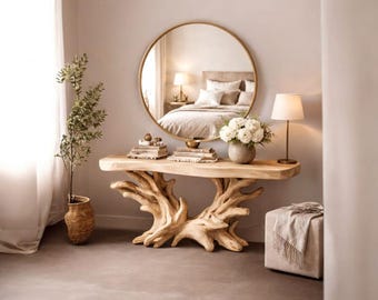 Handcrafted Driftwood Console Table | Solid Wood Entryway Furniture, Organic Rustic Decor