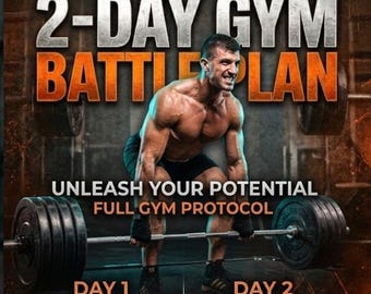 Plan de entrenamiento de gimnasio de 2 días / Rutina dividida de cuerpo completo / Programa de fitness (descarga digital en PDF)