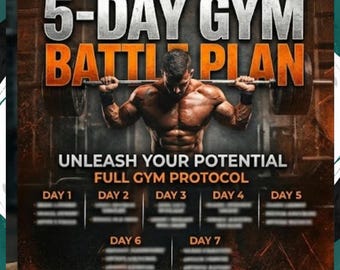 Plan de gimnasio de 5 días / Rutina de entrenamiento para hipertrofia (Descarga digital)