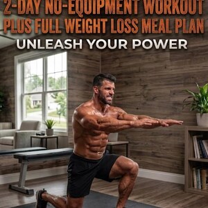May include: A person in black shorts and trainers performs a lunge exercise on a black mat. The image includes text that reads "MY FIT FORMULA" and other fitness-related phrases.