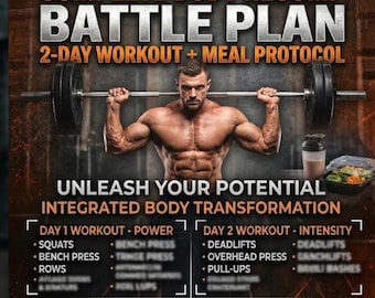 2-Day Body Recomp Gym Workout & Meal Plan | Muscle Gain, Fat Loss Guide (PDF)