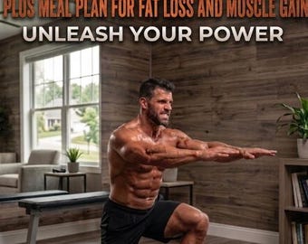 Plan de entrenamiento de 3 días sin equipo / Guía de alimentación para perder grasa y ganar músculo (Descarga digital)