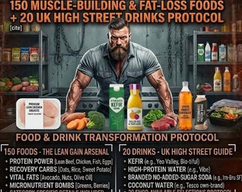 Lista de alimentos para ganar masa muscular y perder grasa / Guía de compras de comestibles en el Reino Unido (Descarga digital)