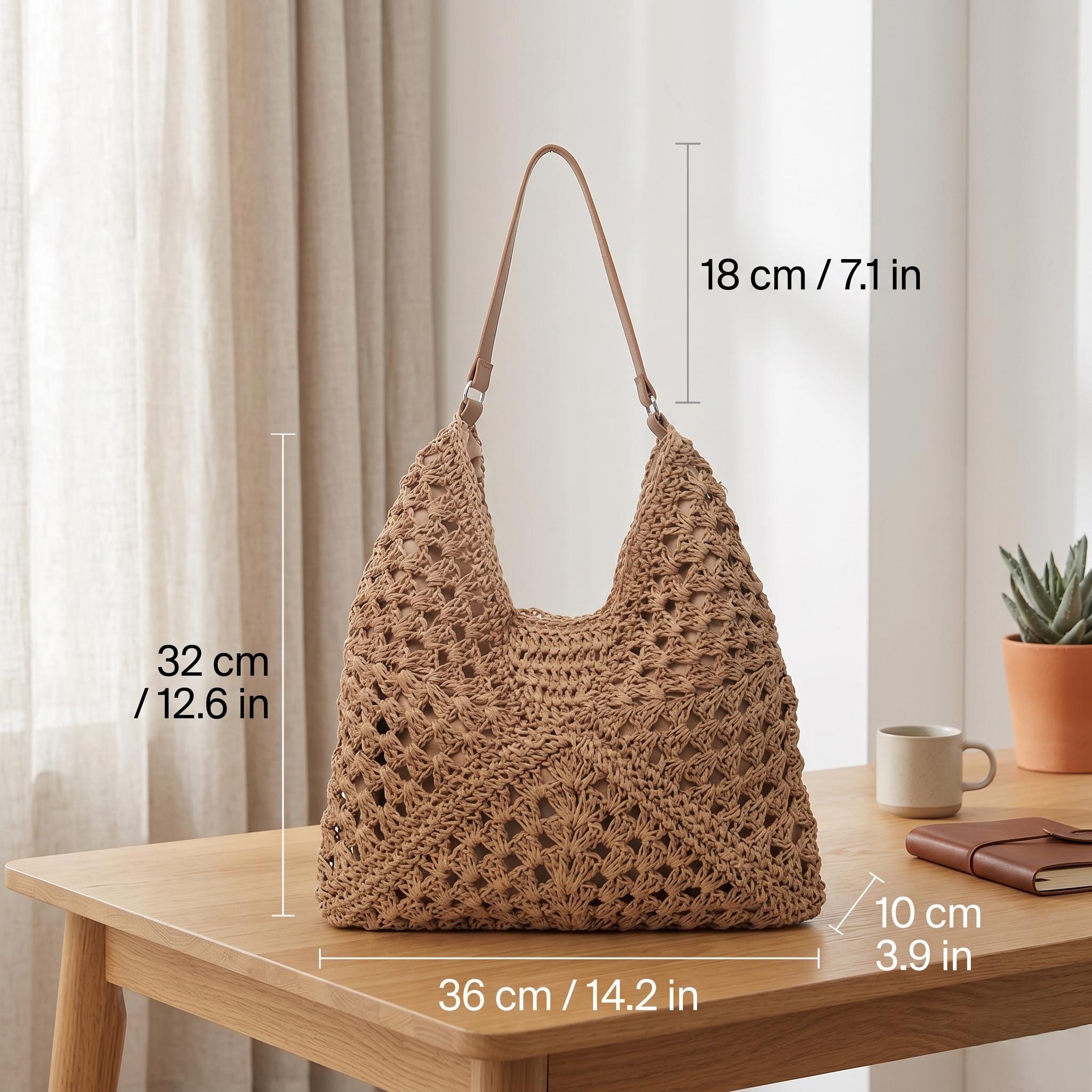Large Capacity Woven Tote Bag - 2026 Summer Beach Vacation Straw Purse ...