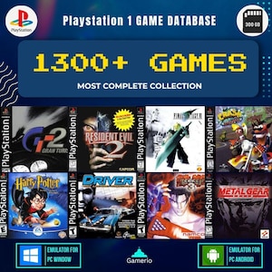Collection de plus de 1300 jeux PS1 – Base de données de jeux PlayStation 1 de 300 Go – Émulateur PC et Android – Téléchargement numérique