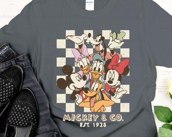 Disney checkered mickey and co shirt, disney trip tank top, disneyworld v neck tshirt, disneyland toddler tee, disney family shirts, 070