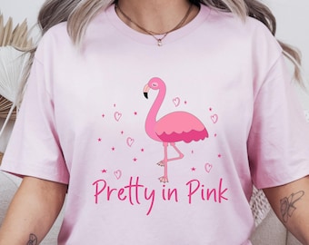 Flamingo Shirt, Pretty in Pink Flamingo Shirts, Summer Flamingo Tank Top, Flamingo Shirt Women, Flamingo V neck t shirt, 080