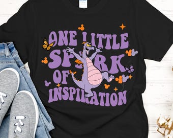 Disney Figment Dragon Shirt, One Little Spark of Inspiration, Disney Trip Tank Top, Disney Toddler Shirt, Purple Dragon V neck Tee, 081