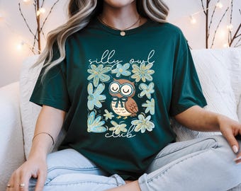 Camiseta del Club del Búho Divertido, Camiseta de Búho Floral, Agradecimiento al Profesor, Camiseta de Vuelta al Cole, Camiseta Escolar Boho, 066