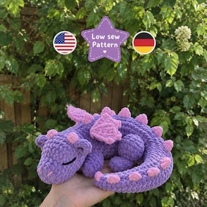 Haakpatroon voor een slapende draak (PDF), eenvoudige amigurumi voor beginners.