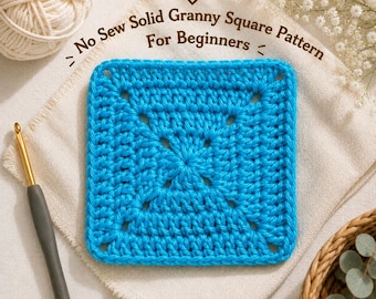 Solid Granny Square Crochet Pattern PDF, Beginner Floral Motif, Easy Flower Square, Digital Download
