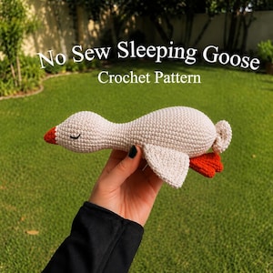 Virkmönster till sovande gås utan symönster i PDF-format, amigurumi-gosedjur i plysch, nybörjarvänligt, direktnedladdning