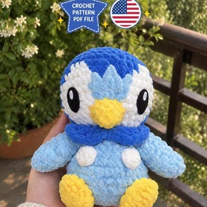 Pingvin Piplup Amigurumi Virkmönster PDF - Nybörjarvänlig DIY-plyschleksak, Omedelbar Digital Nedladdning