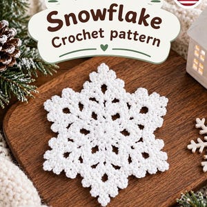 Haakpatroon voor een sneeuwvlokornament zonder naaien, ideaal voor beginners (PDF-download)