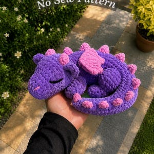 No Sew Sleeping Dragon Crochet Pattern, Amigurumi PDF Tutorial, Beginner Friendly, Instant Download, DIY Plush Toy